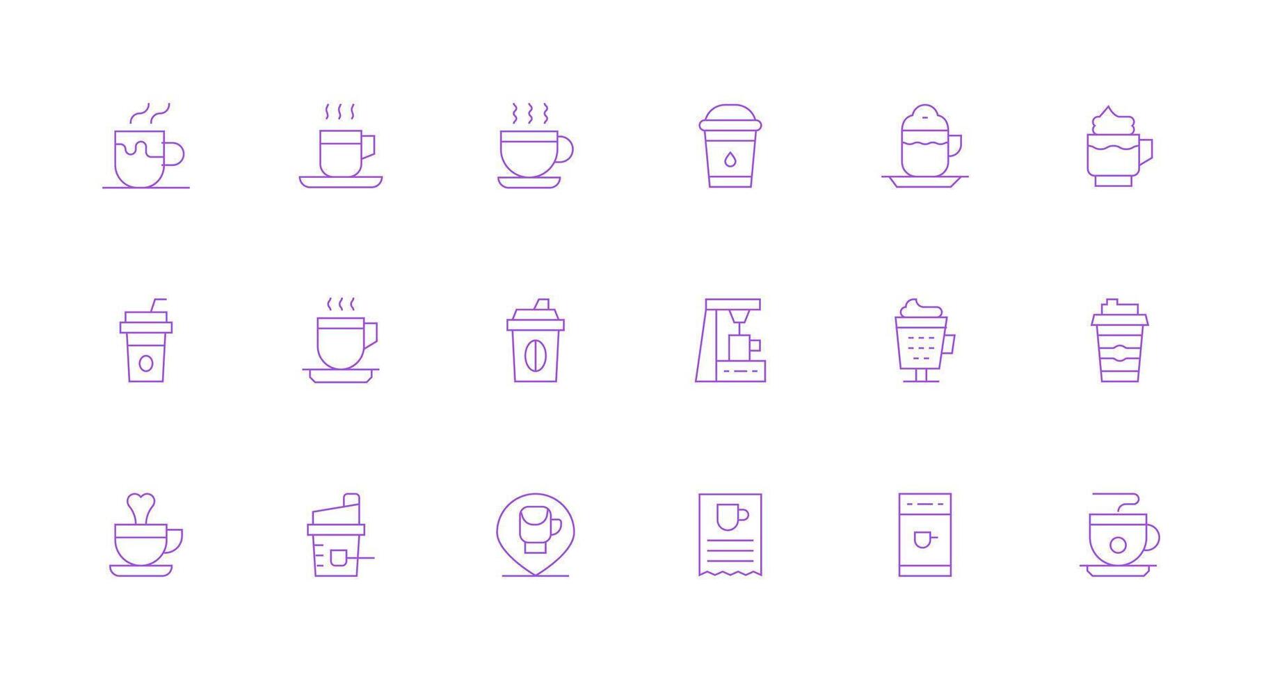 18 Minimal Line Icons for Cappuccino Graphics Multi-Purpose Icon Set vector