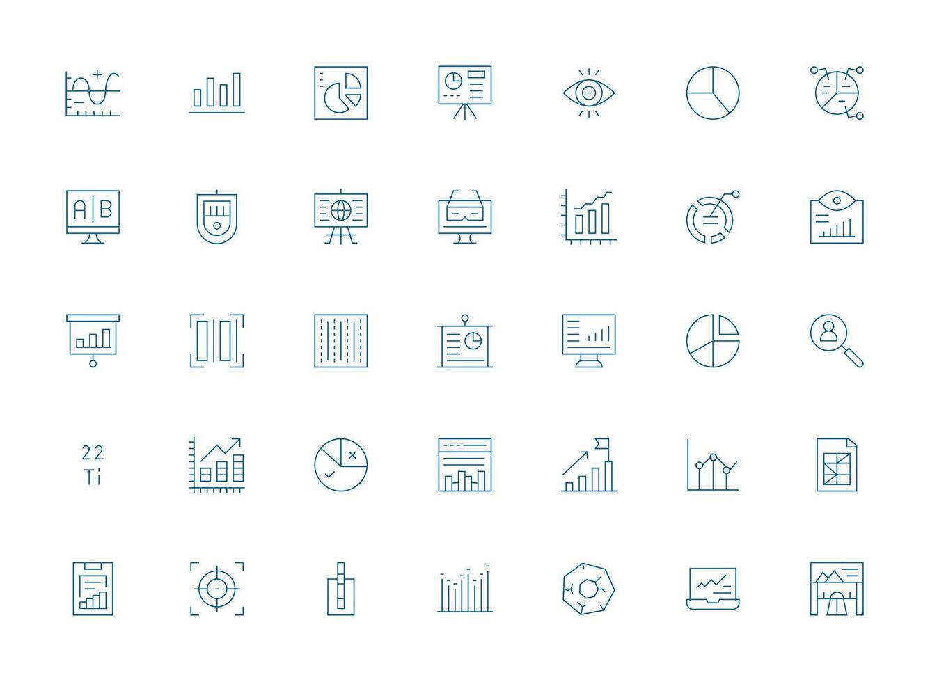 Light Line Style Data Visualization Icons with 35 Vectors Scalable Icon Pack