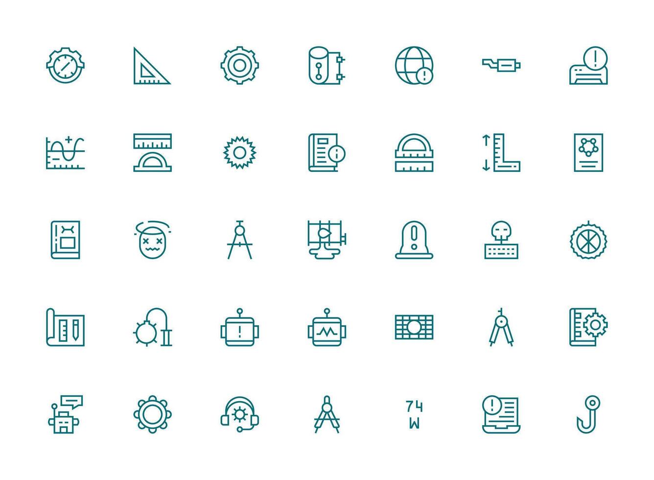 Technical Set with 35 Regular Clean Line Icons Digital Product Icons for Fast Delivery vector