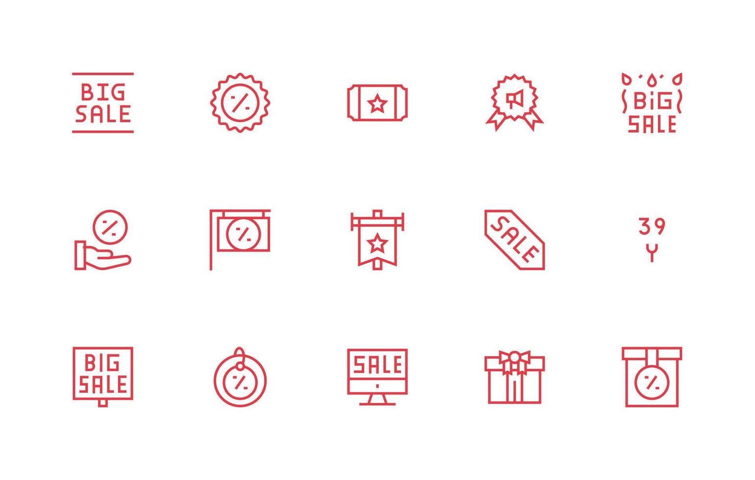 Special Offer Icon Set with 15 Regular Line Graphics UI and UX Focused Icon Collection vector