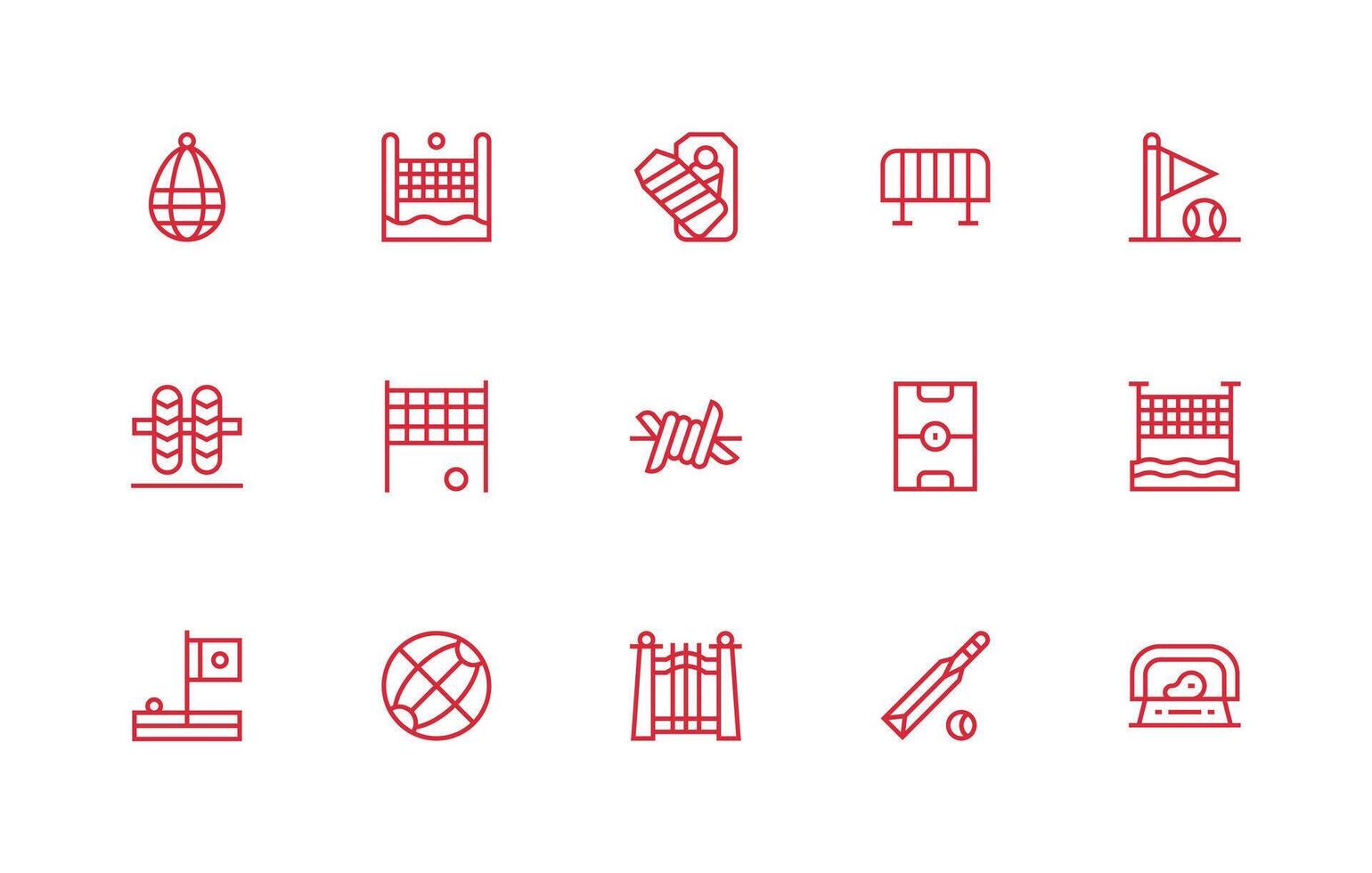 Regular Line Icons from Boundary Set with 15 Vectors Web Icon Collection