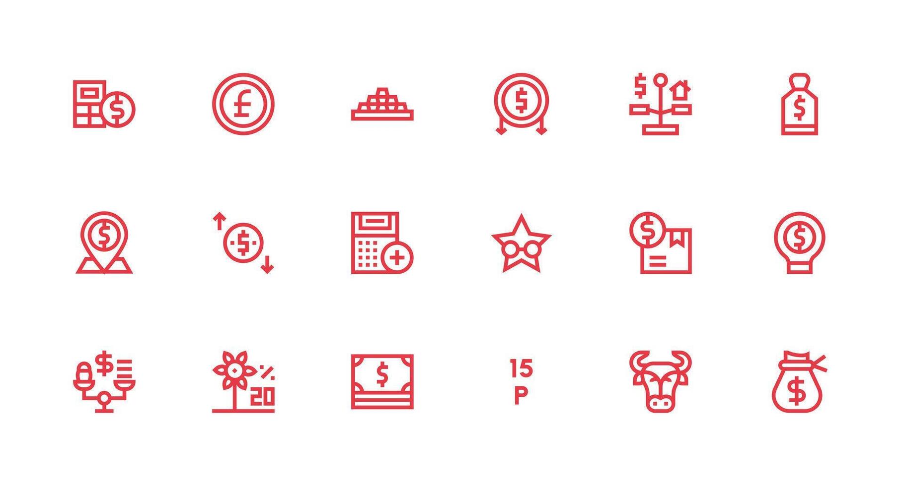 Value featuring 18 Icons in Strong Stroke Line Design Complete Icon Set for Mobile Apps vector