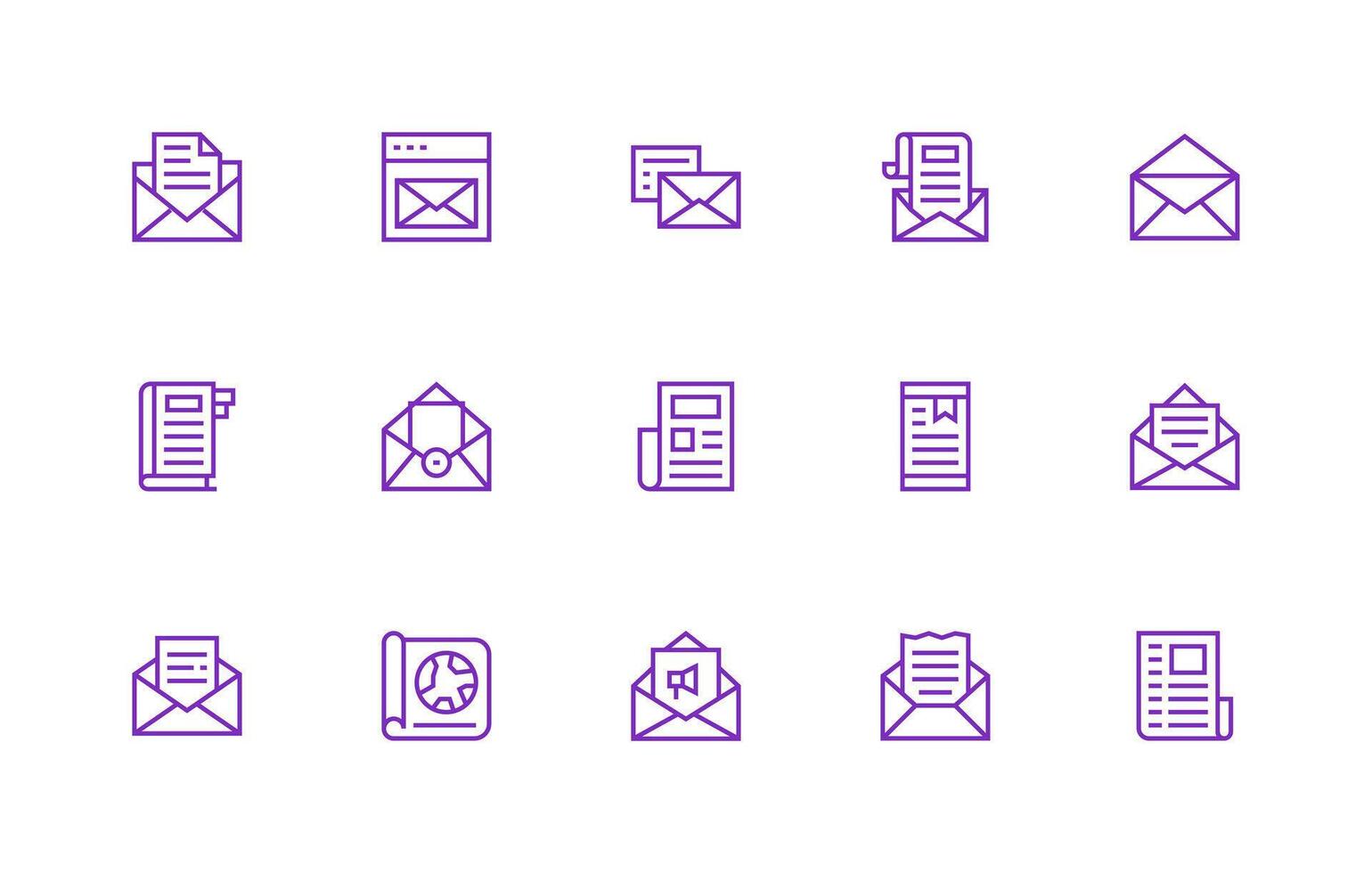 15 Regular Line Vectors for Newsletter Theme UI-Ready Icon Collection