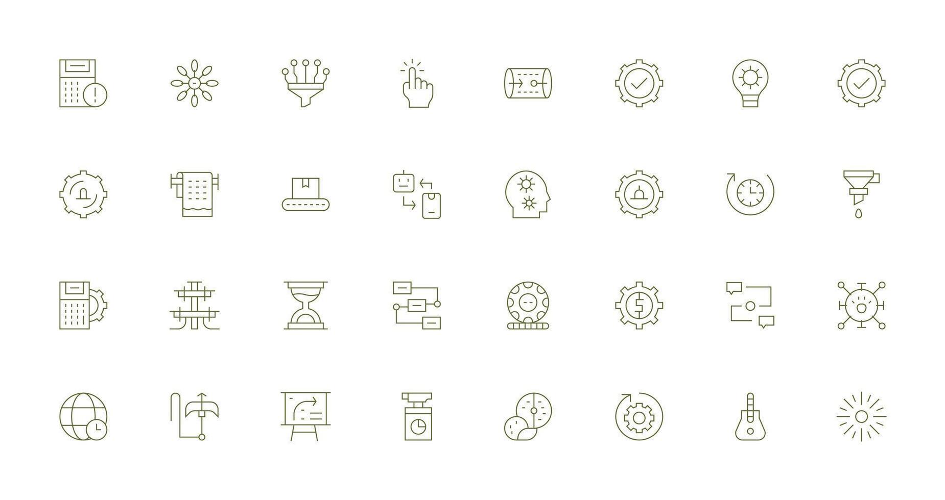 32 Icons for Process in Thin Line Format Well-Structured Icons for Creative Use vector