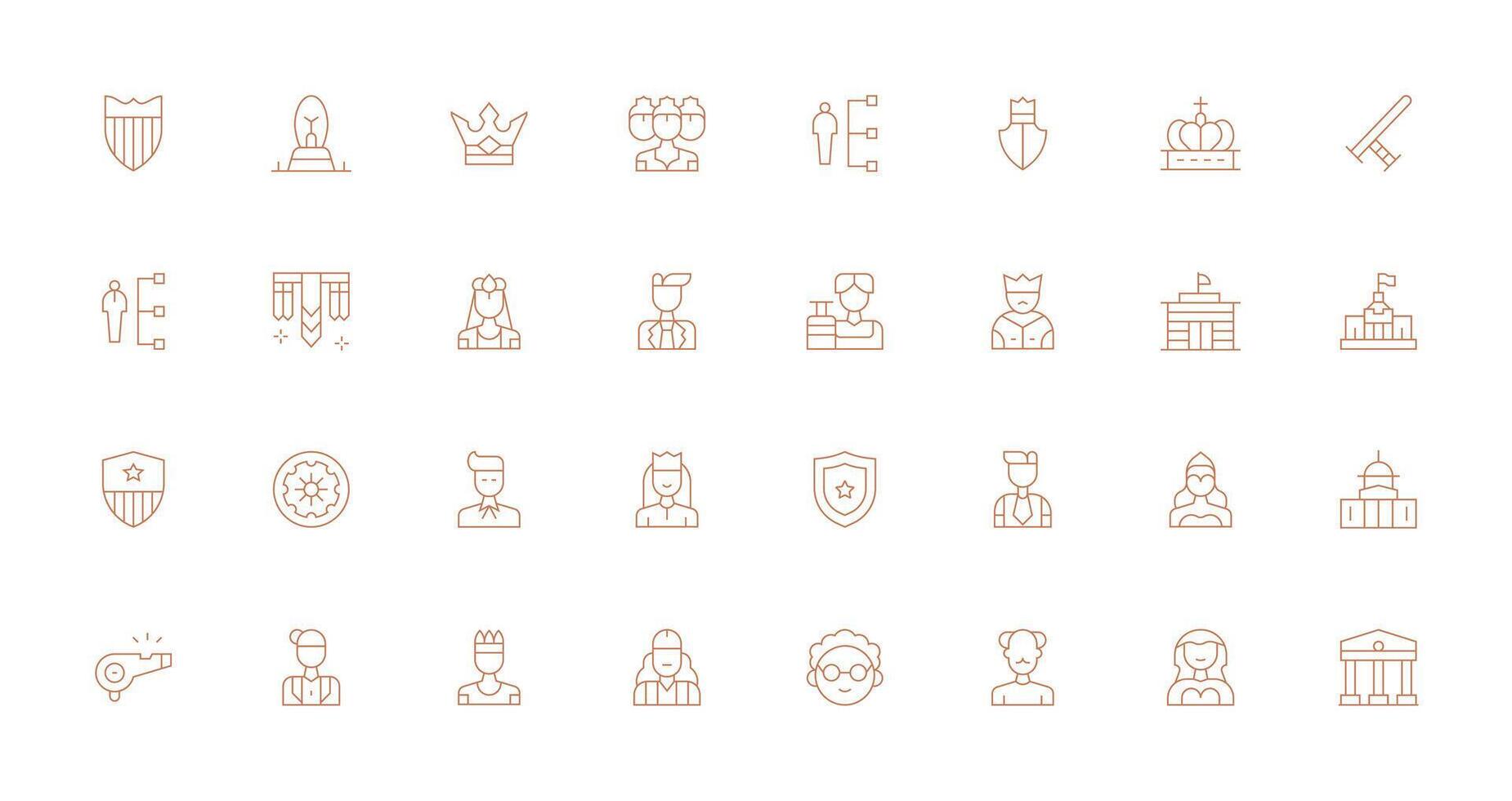 Authority Visual Pack containing 32 Thin Line Icons Clean Icon Set Icon Pack for UI Projects vector