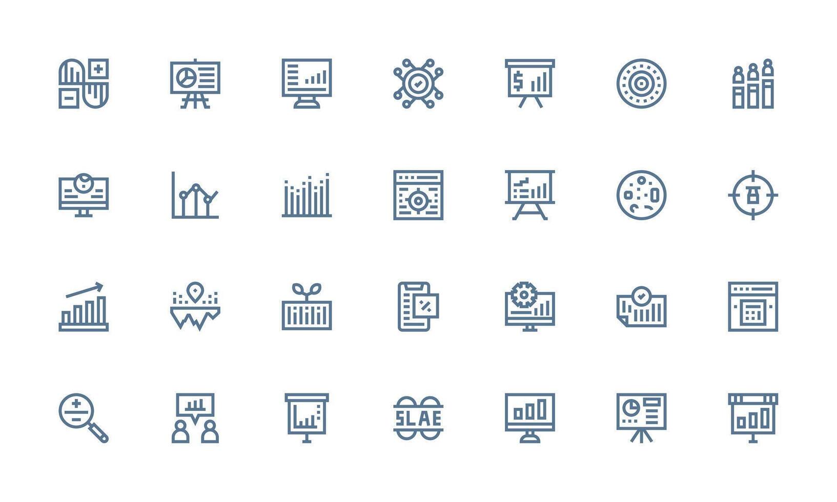 Metrics Set with 28 Bold Line Icons Basic Icon Series vector