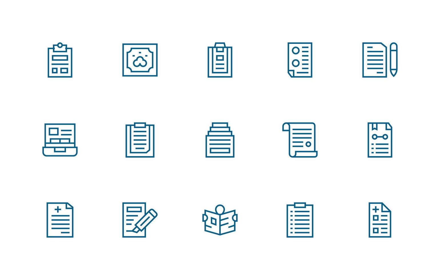 Paperwork Visual Pack containing 15 Regular Line Icons Icon Set for Web vector