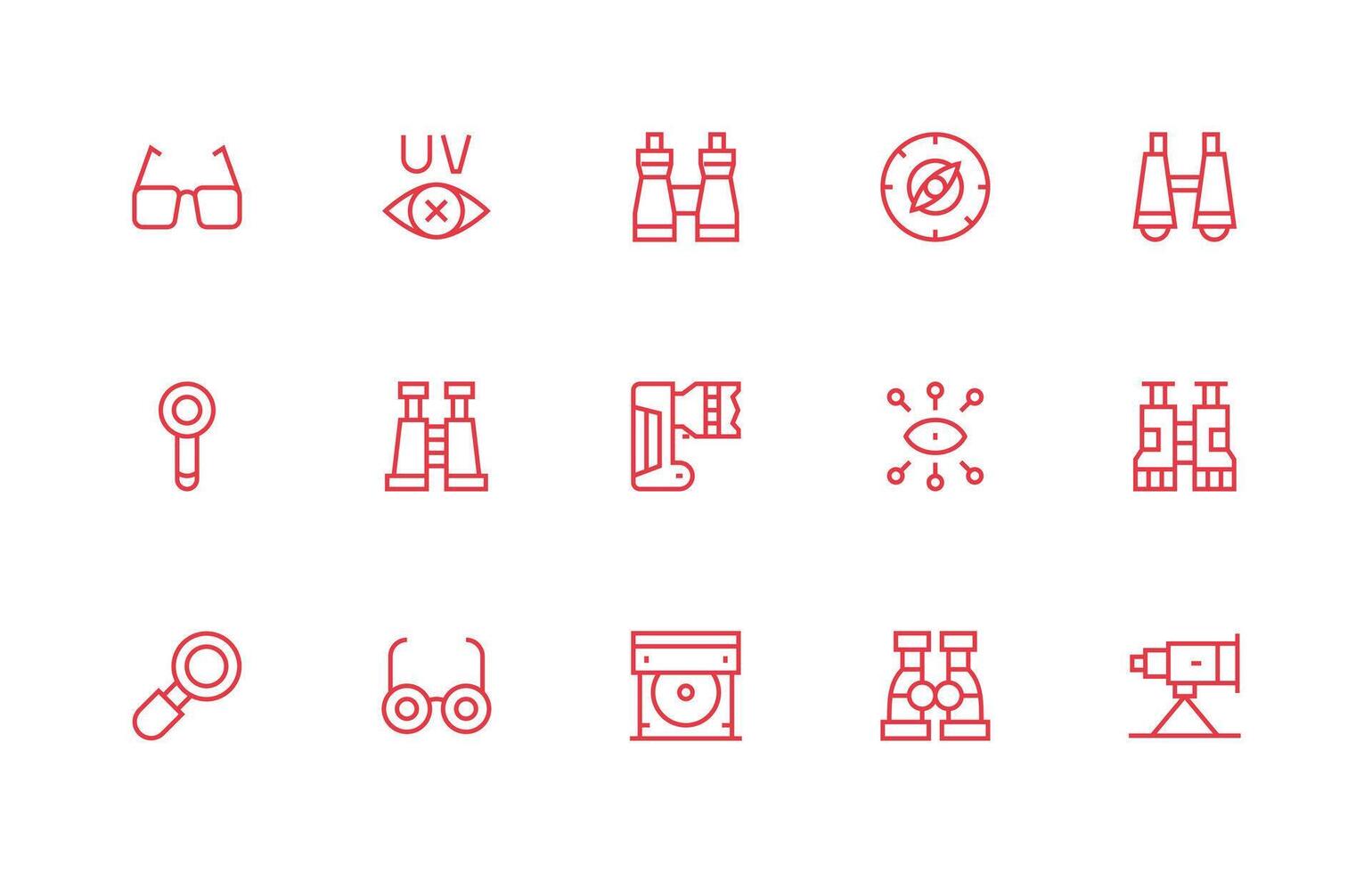 15 Icons for Optical in Regular Line Format Design Ready Icon Set for Teams vector
