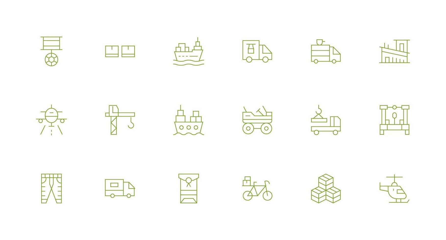 Cargo Set with 18 Minimal Line Icons Icons Built for Visual Consistency Pack vector