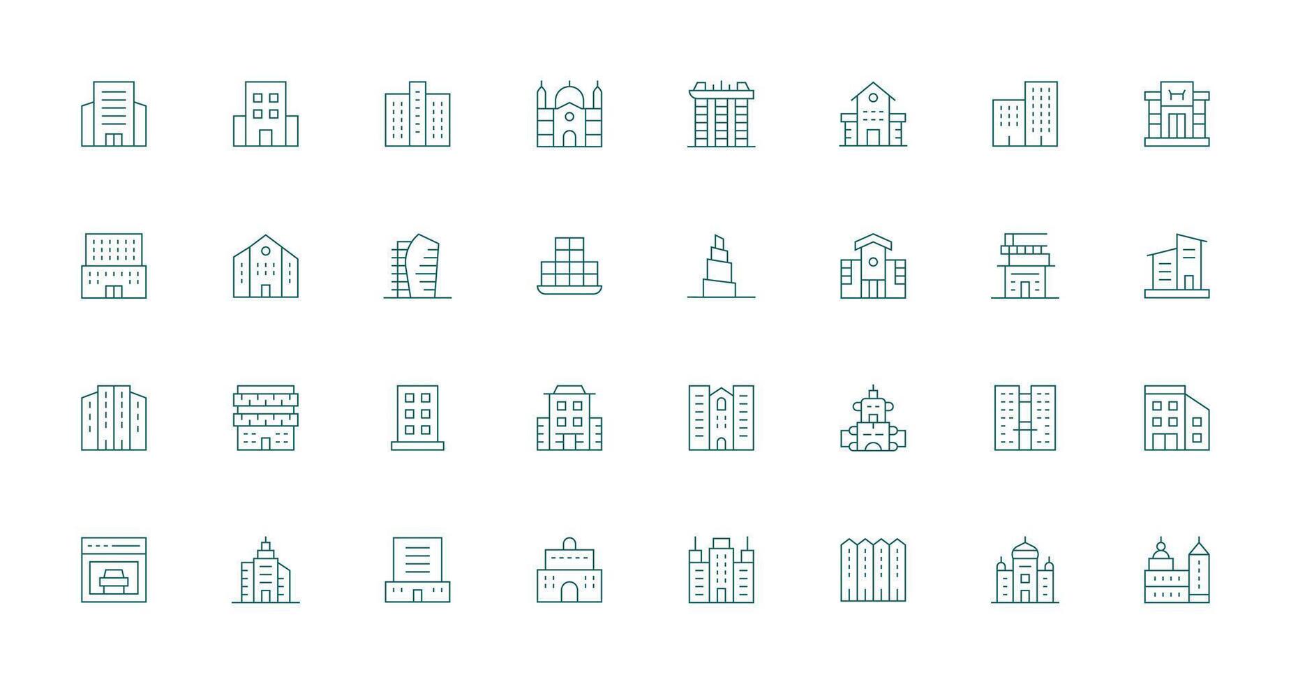 Multistory featuring 32 Icons in Thin Line Design Icon Pack vector
