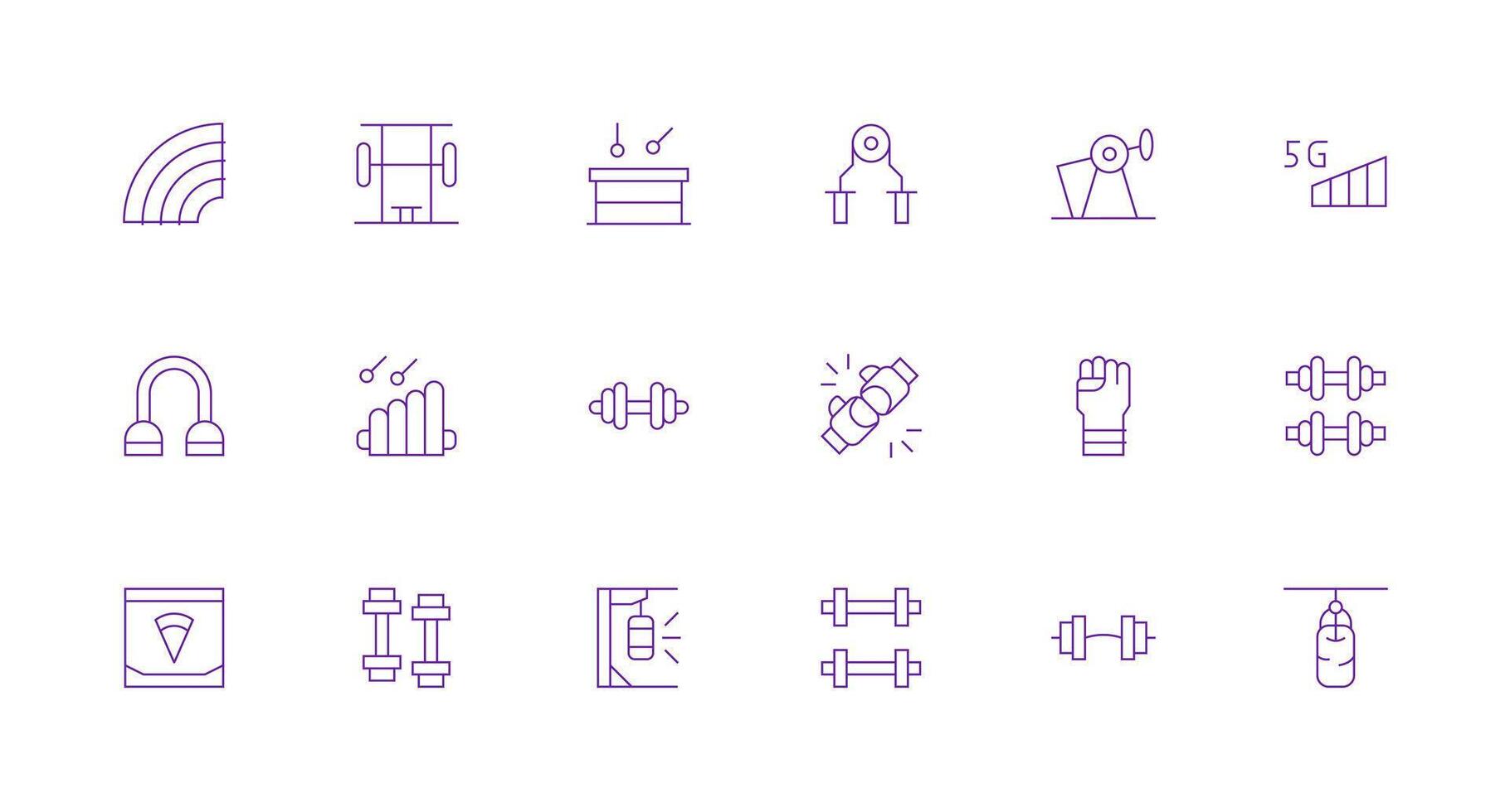 Minimal Line Style Strength Icons with 18 Vectors Flat Icon Set