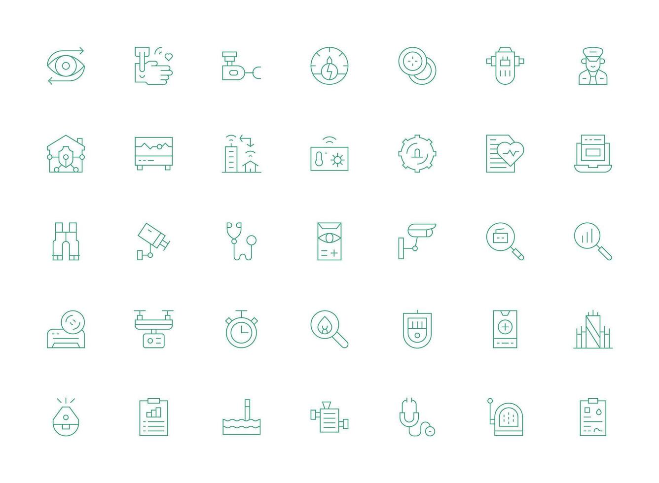 35 Light Line Vectors for Monitoring Theme Complete Icon Set for Mobile Apps