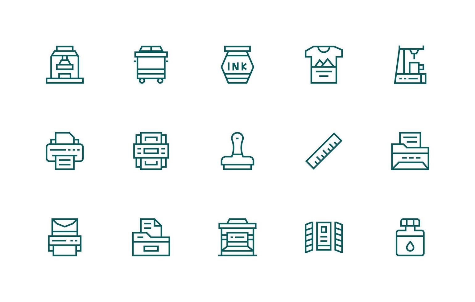 Regular Line Icons from Printing Set with 15 Vectors Minimal Icon Set for Interface Projects