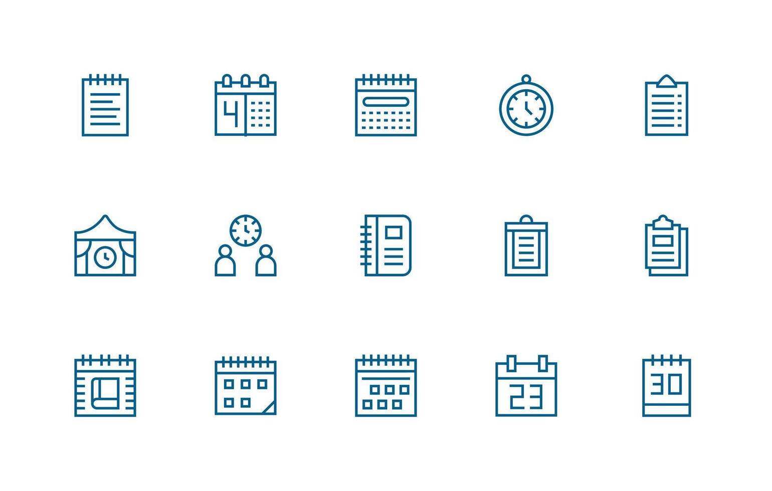 15 Agenda Icons in Regular Line Aesthetic Flexible Icon System for Web Interfaces vector
