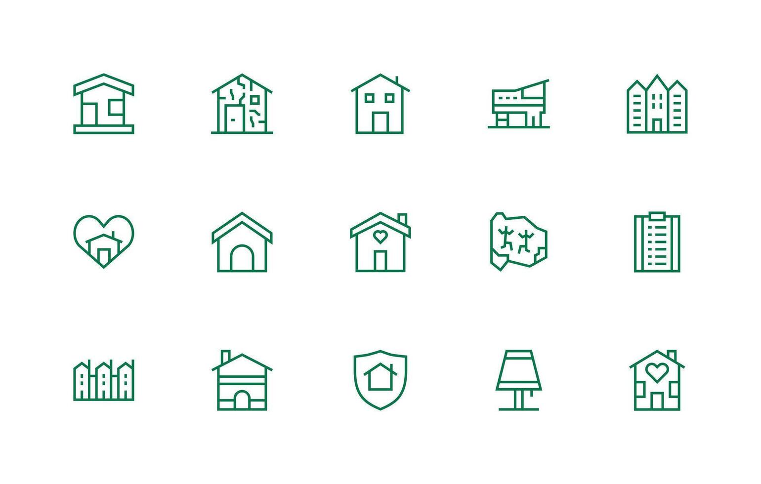 Dwelling Set with 15 Regular Line Icons Essential Icons for Rapid UI Building vector