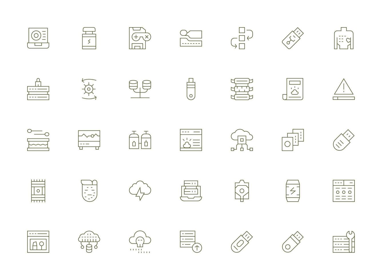Backup Visual Pack containing 35 Light Line Icons UI Icon Set vector