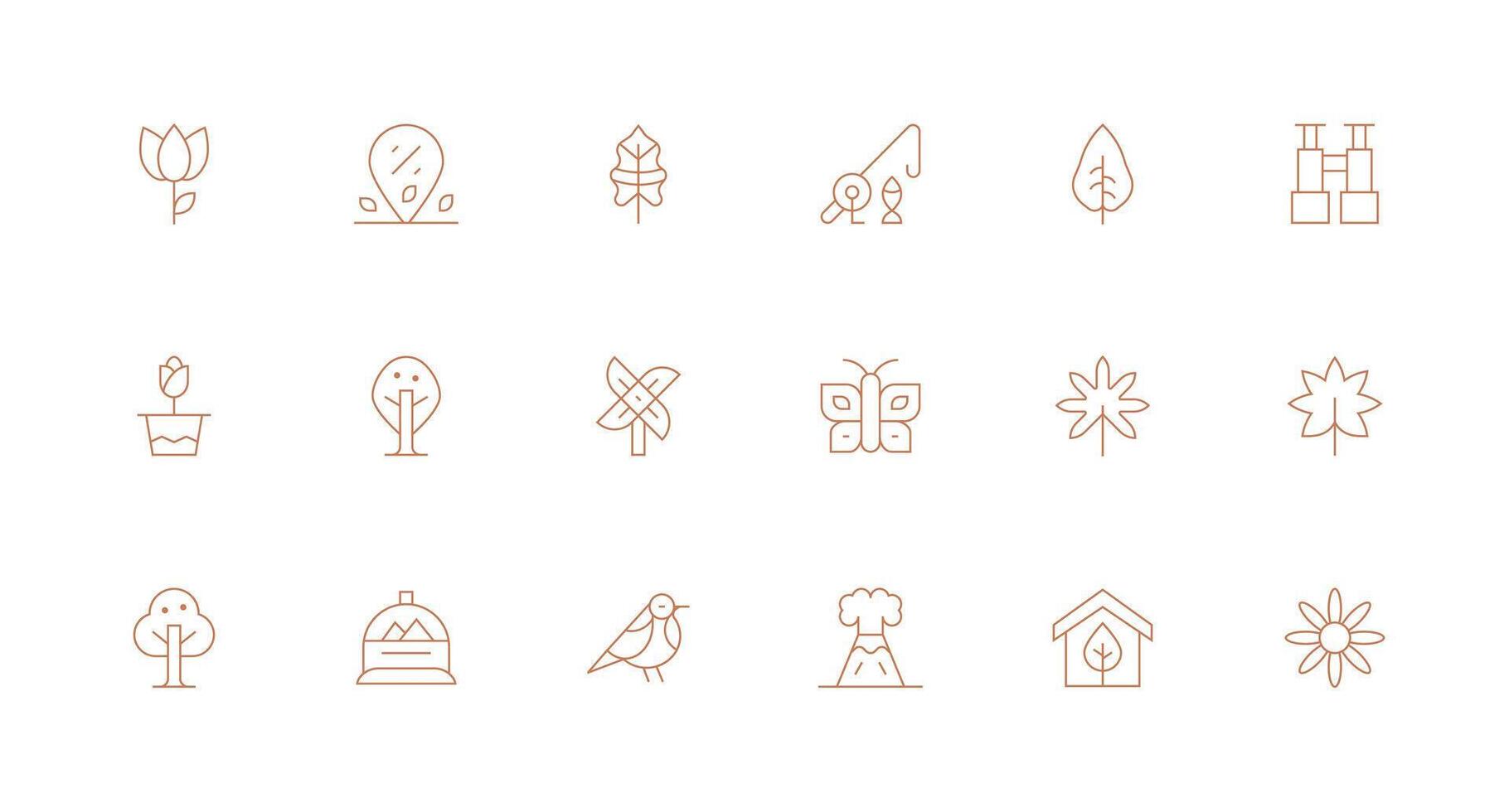Nature featuring 18 Icons in Minimal Line Design Interface Icon Collection vector