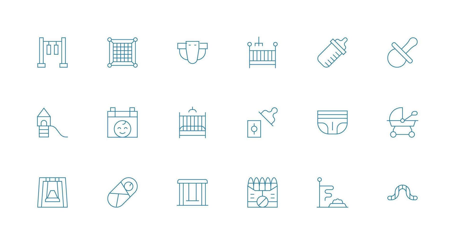 Childcare Set with 18 Minimal Line Icons Interface Icon Collection for Daily Projects vector