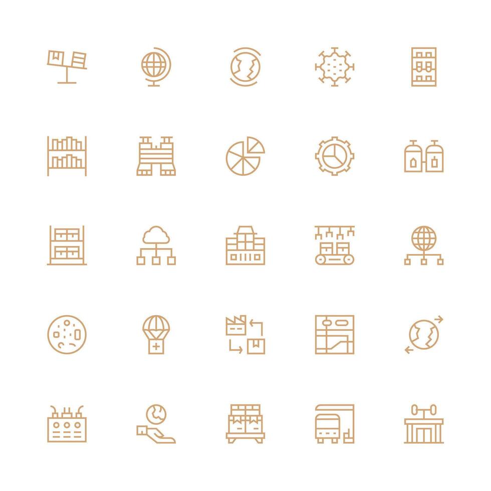 25 Medium Stroke Outline Designs for Distribution Icons Icon Set for Web vector