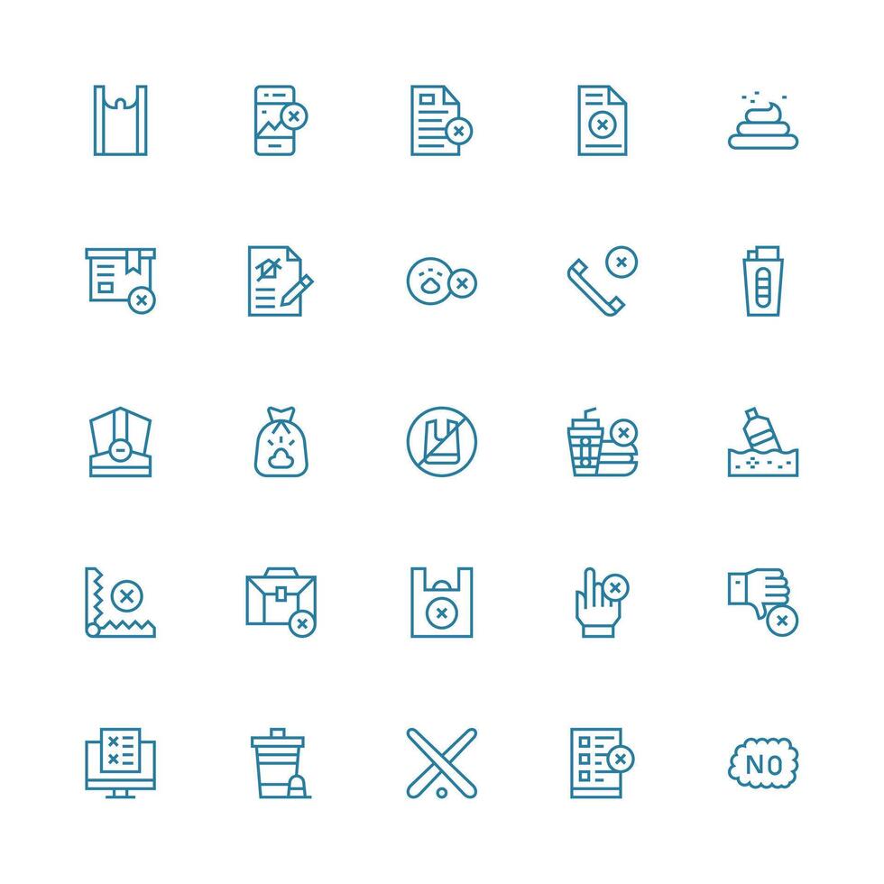 Refuse Visual Pack containing 25 Medium Stroke Outline Icons Multi-Purpose Icon Set vector