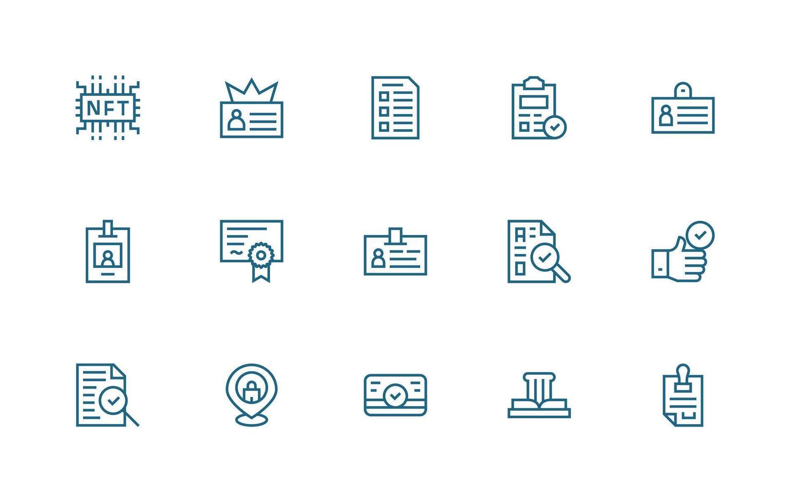 15 Regular Line Style Icons from Verification Collection All Device Compatible Icon Set vector
