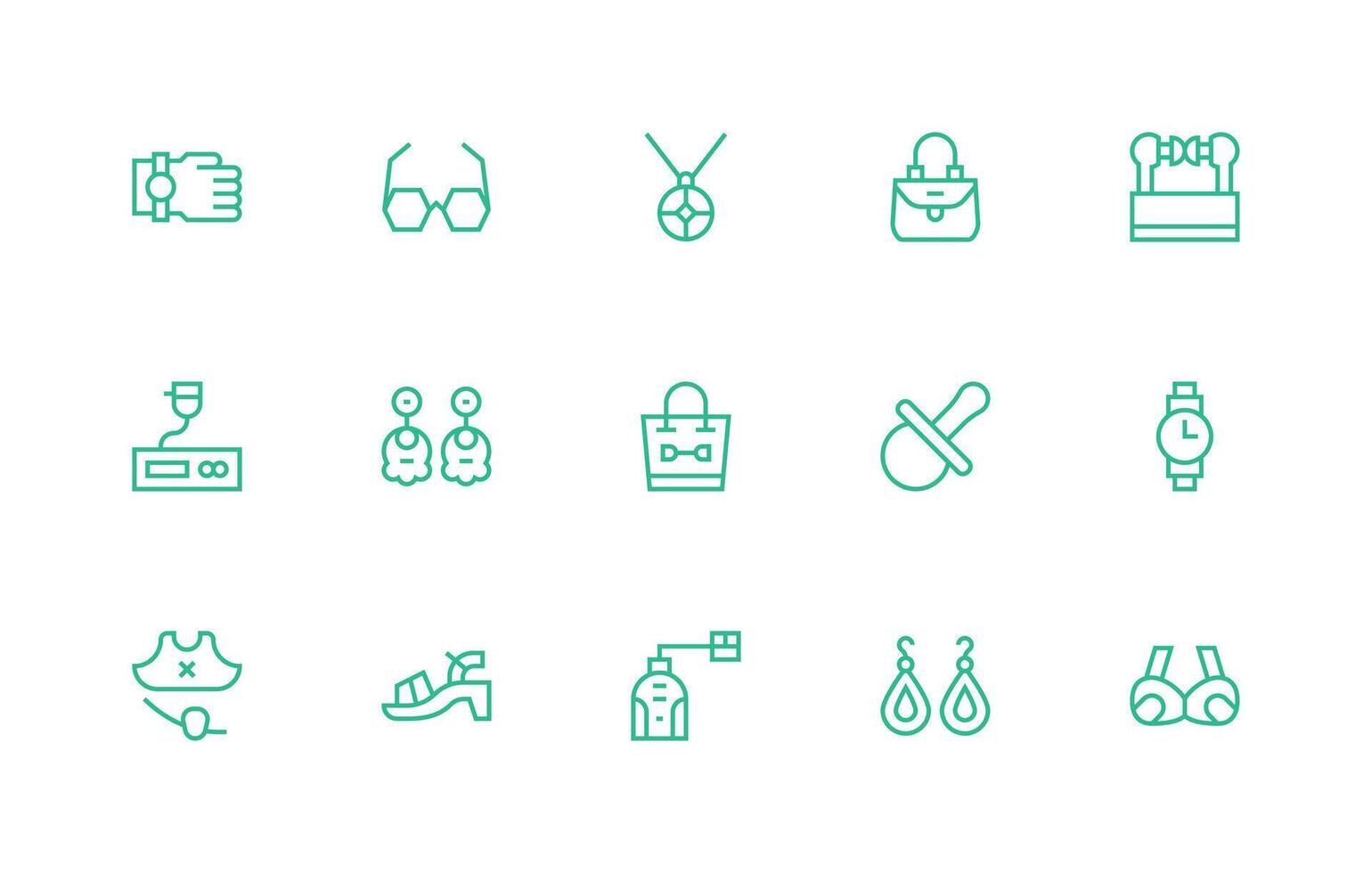 Accessory Set with 15 Regular Line Icons Lightweight Icon Series for Fast Prototypes vector