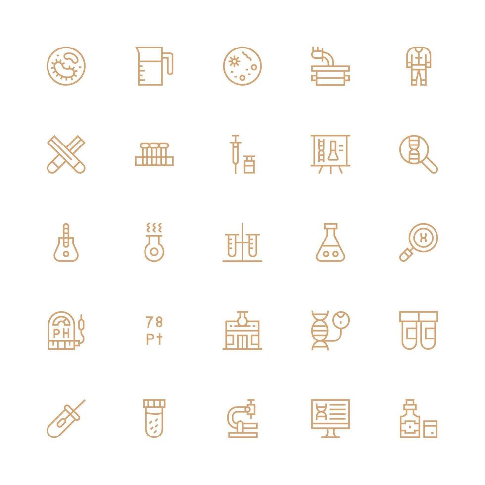 Lab Set with 25 Medium Stroke Outline Icons Interface Icons for Daily Use vector