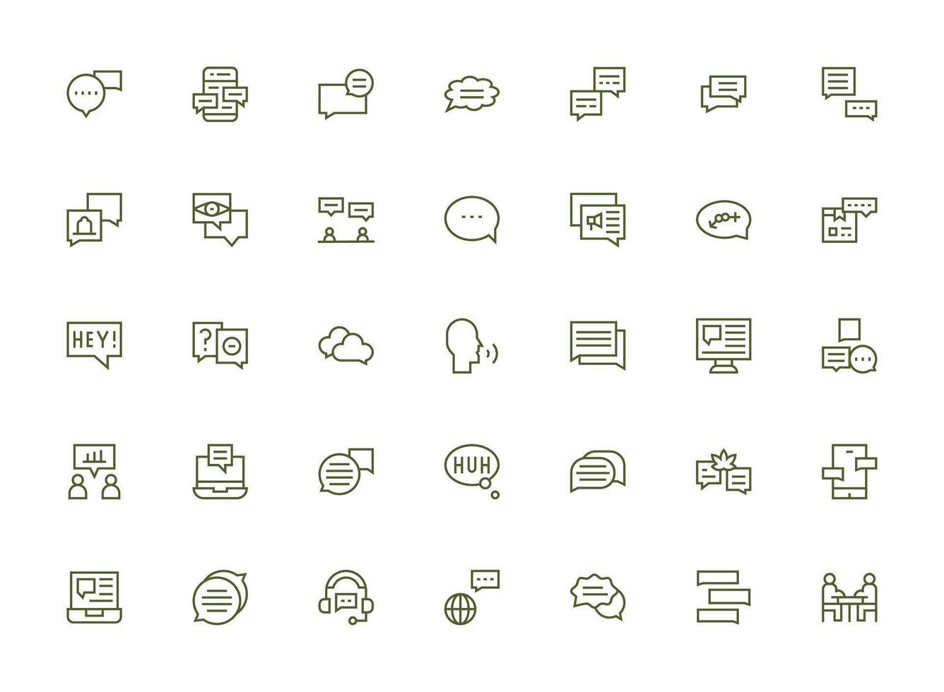 Regular Clean Line Icons from Conversation Set with 35 Vectors Web and App Icon Pack Collection