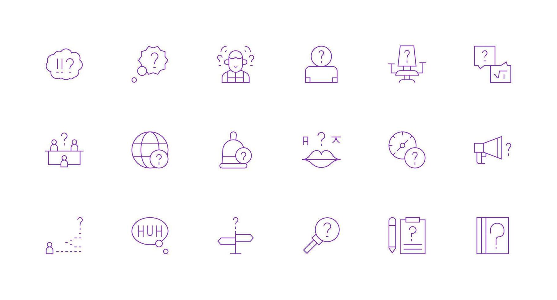 Minimal Line Icons from Doubt Set with 18 Vectors Web Icon Collection