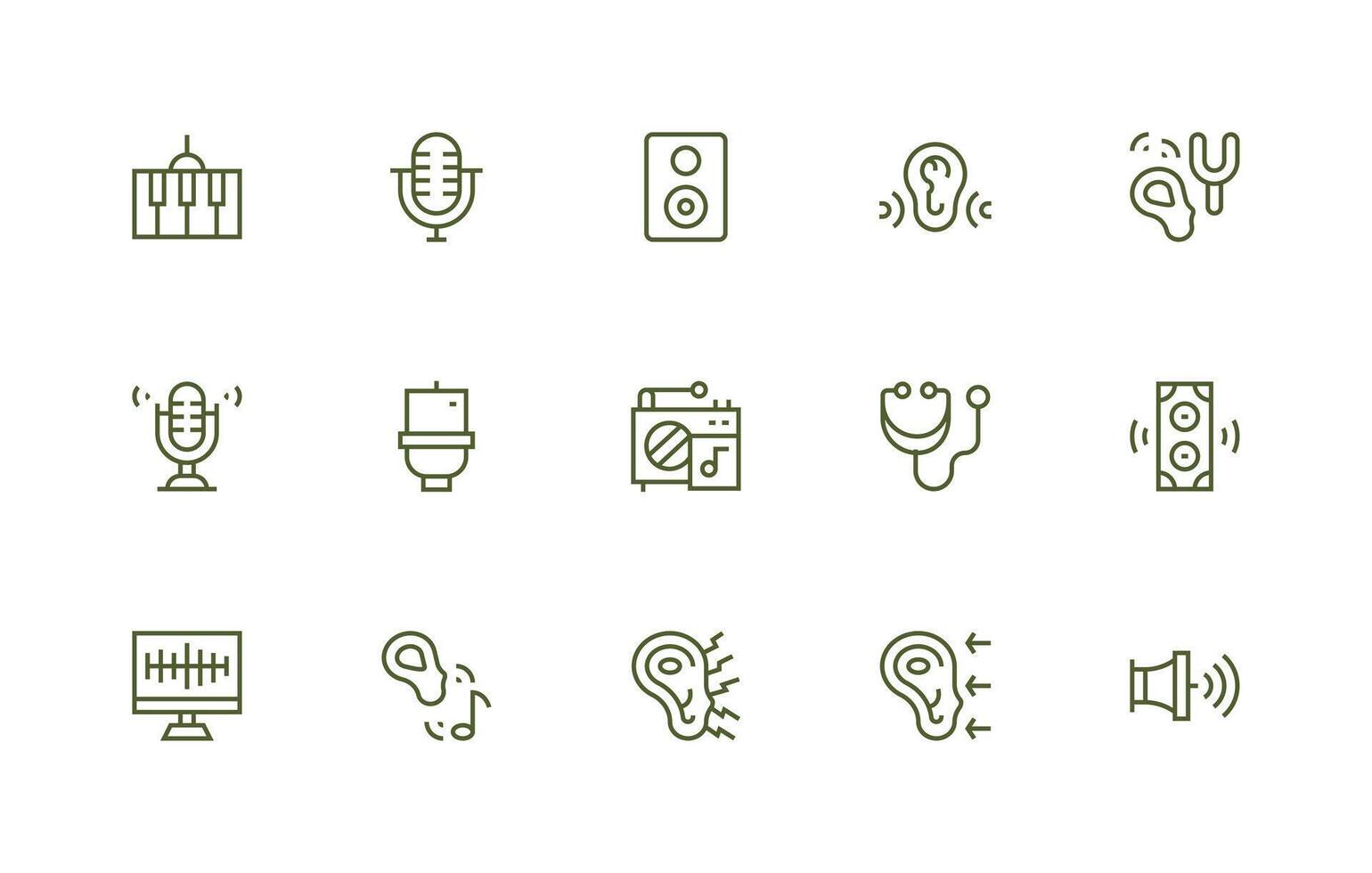Soundwave Icon Collection with 15 Regular Line Designs Interface Icon Collection for Daily Projects vector