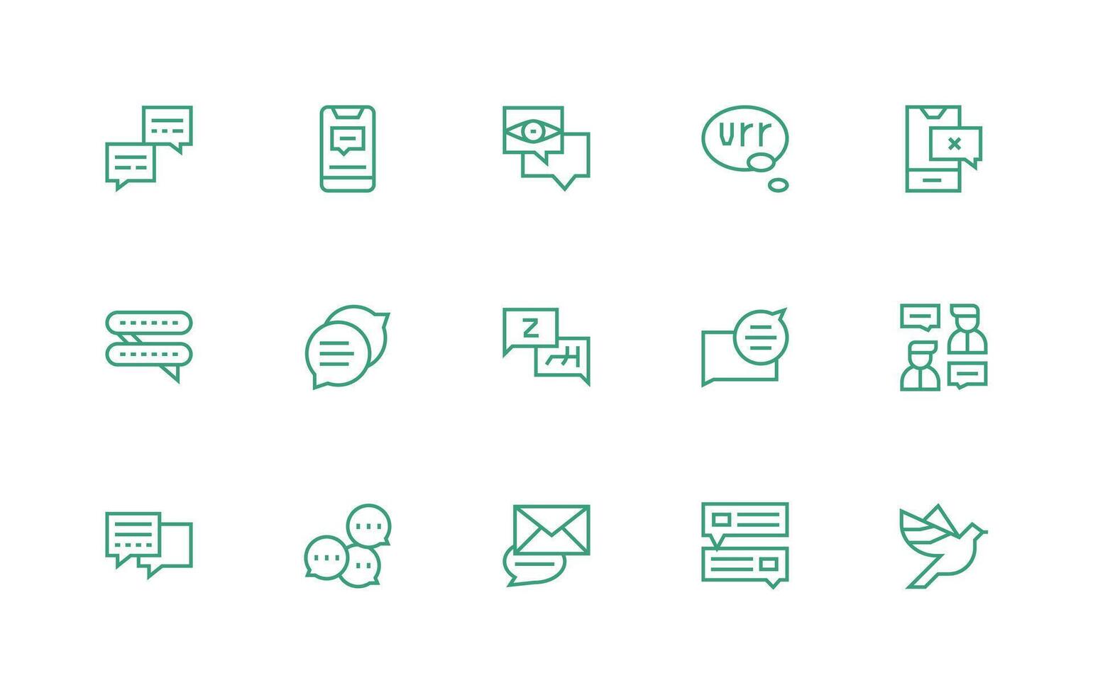 15 Regular Line Designs for Chat Icons Well-Structured Icons for Creative Use vector