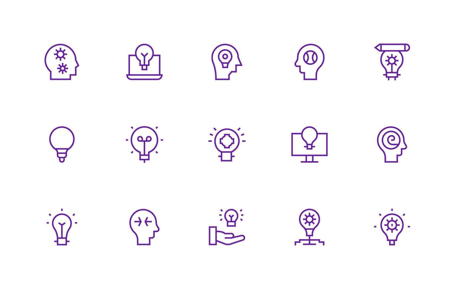 Thinking Icon Set with 15 Regular Line Graphics Neatly Designed Icons for Web Platforms vector