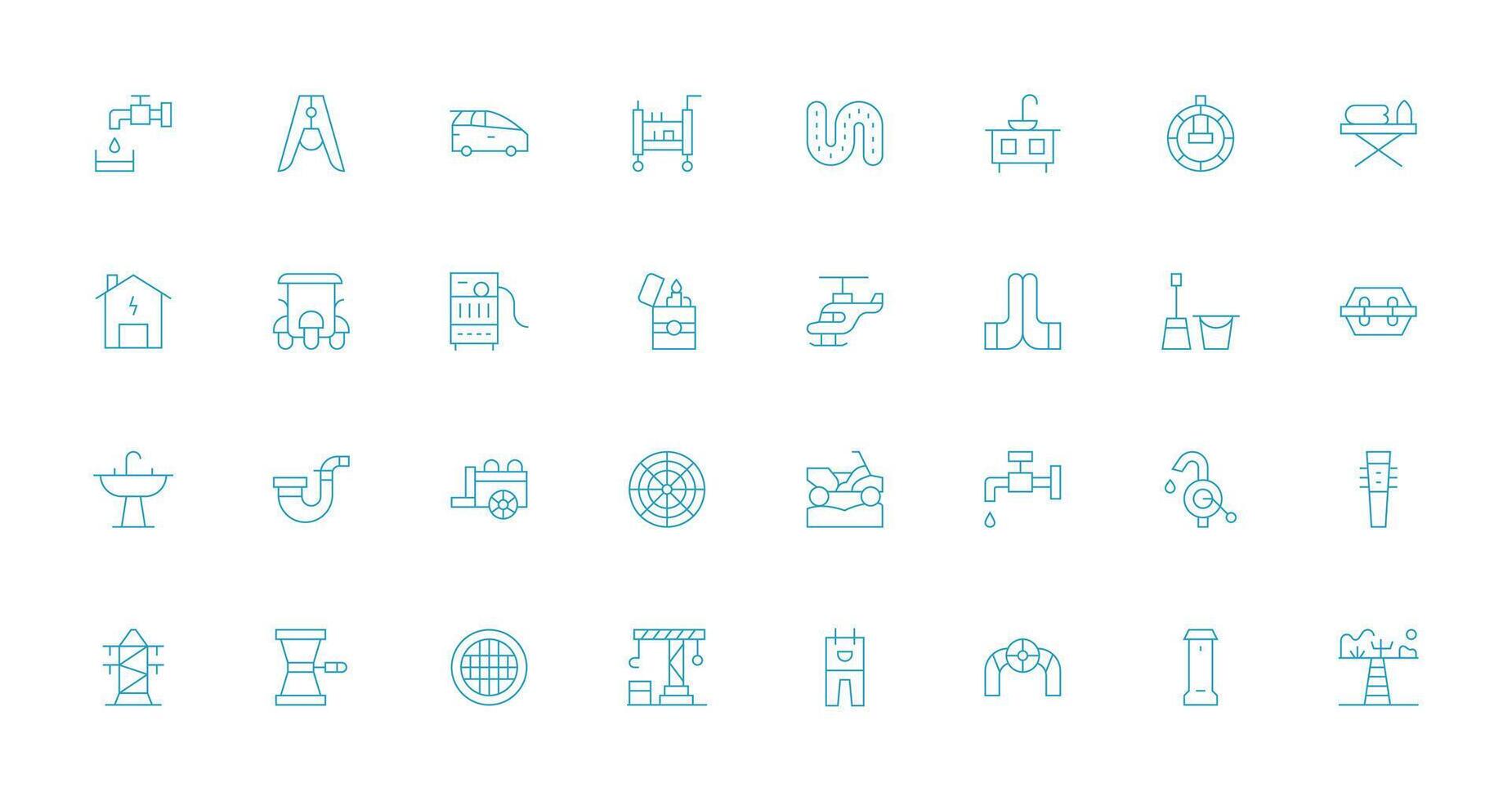 Utility featuring 32 Icons in Thin Line Design Detailed Icon Collection for Design Systems vector