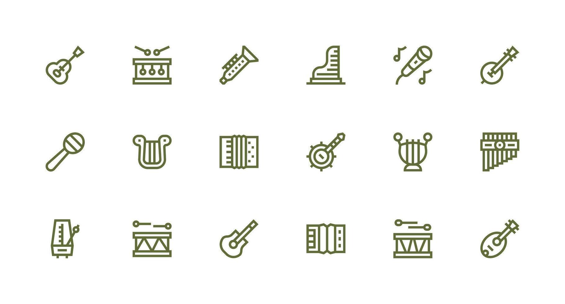 Strong Stroke Line Icons from Musical Instrument Set with 18 Vectors Flexible Icon System for Web Interfaces