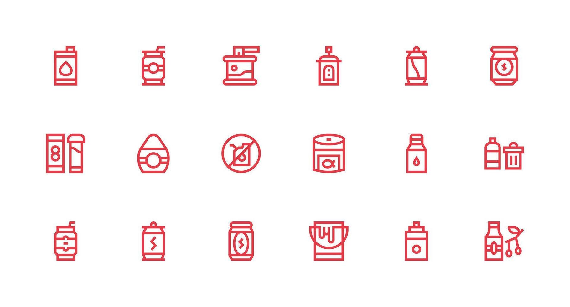 Strong Stroke Line Style Can Icons with 18 Vectors Flexible Icon System for Web Interfaces
