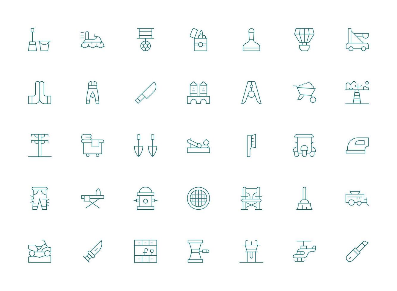 Utility Set with 35 Light Line Icons Multi-Purpose Icon Set vector