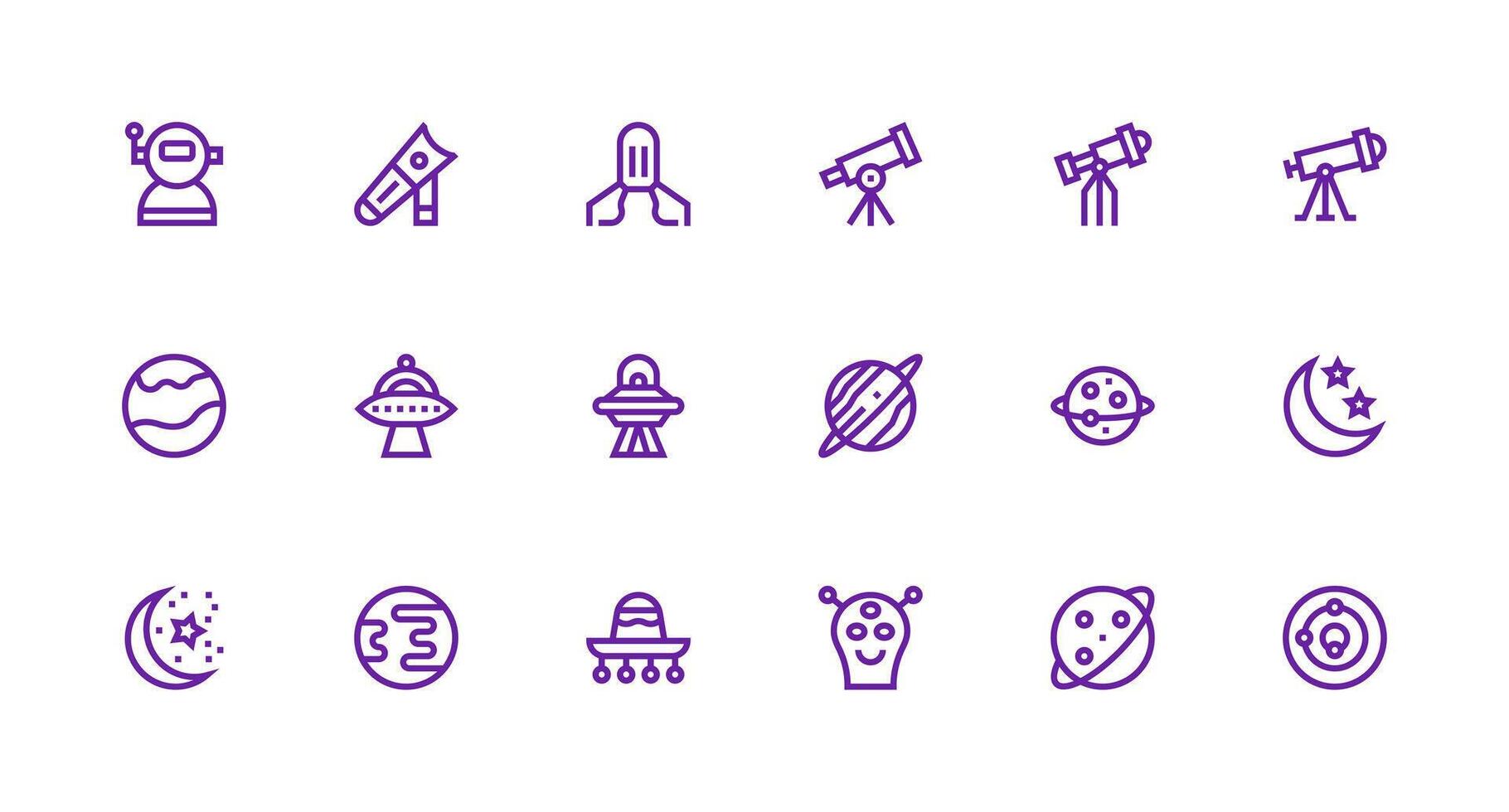 18 Icons for Galaxy in Strong Stroke Line Format Editable Icon Collection vector