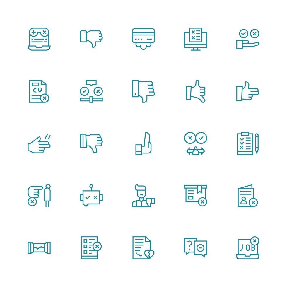 25 Icons for Rejection in Medium Stroke Outline Format General Use Icon Pack vector