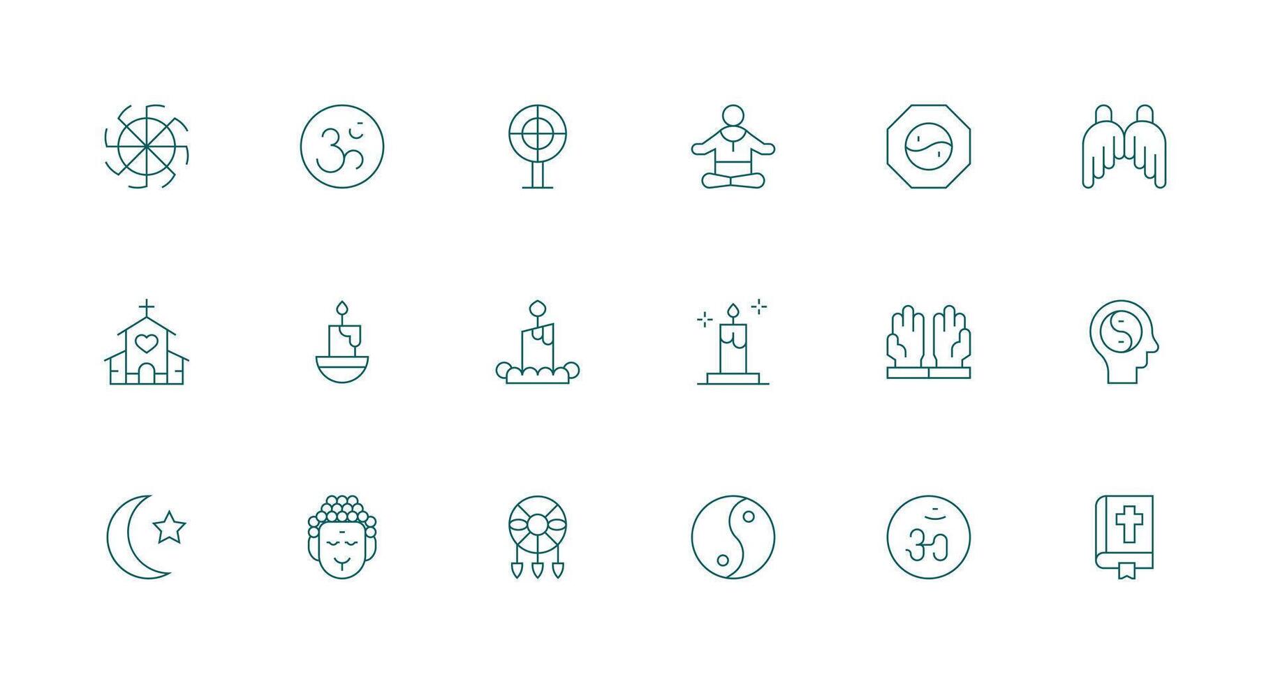 Spirituality featuring 18 Icons in Minimal Line Design Flexible Icon System for Web Interfaces vector
