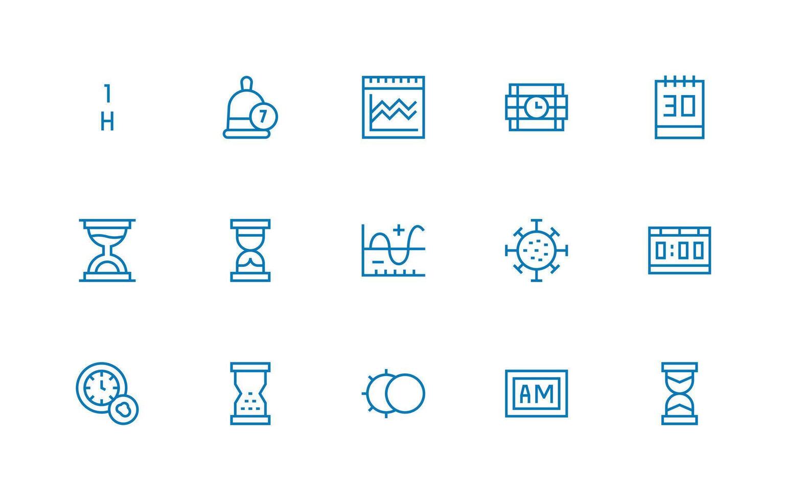Period Icon Set with 15 Regular Line Graphics Organized Icon Pack for Quick Access vector