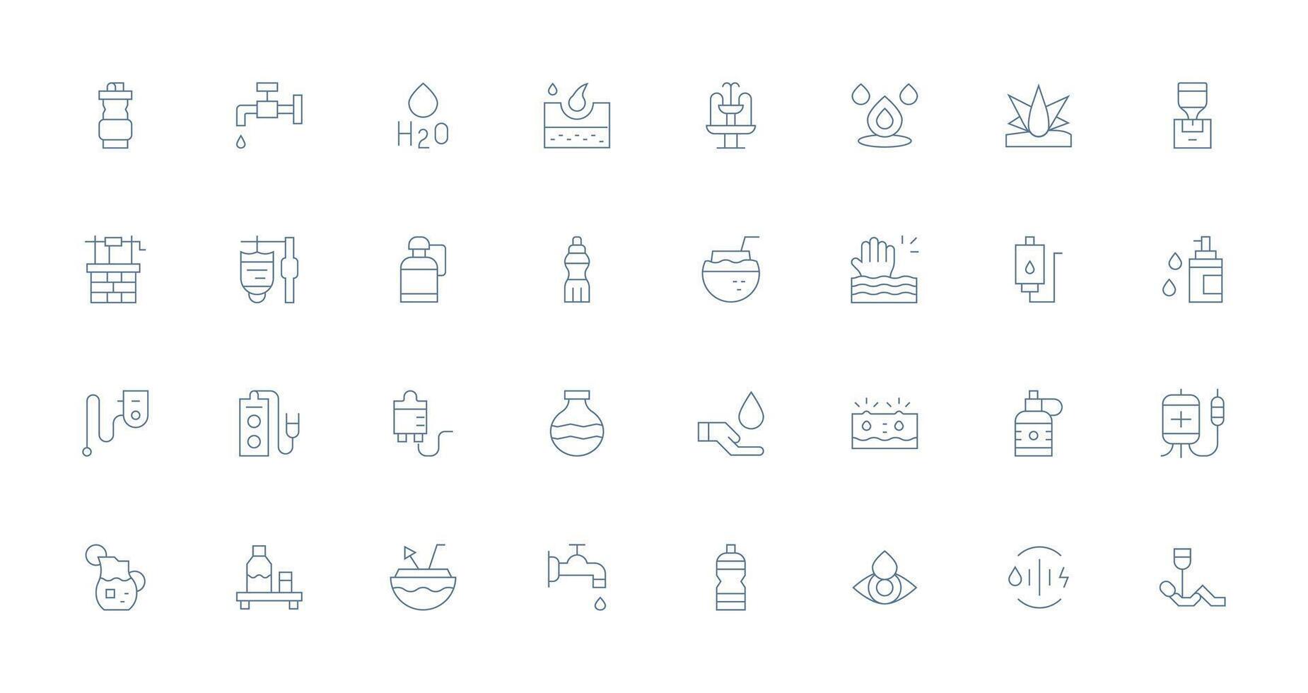 32 Hydration Icons in Thin Line Aesthetic Icons Built for Visual Consistency Pack vector