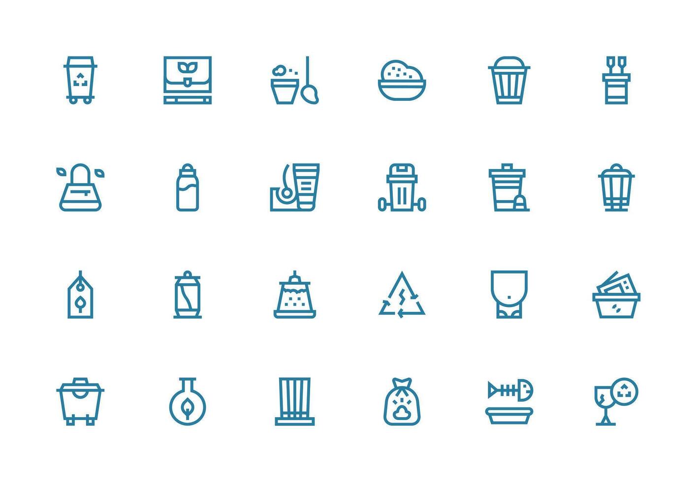 reciclaje icono colección con 24 grueso línea línea diseños flexible icono sistema para web interfaces vector