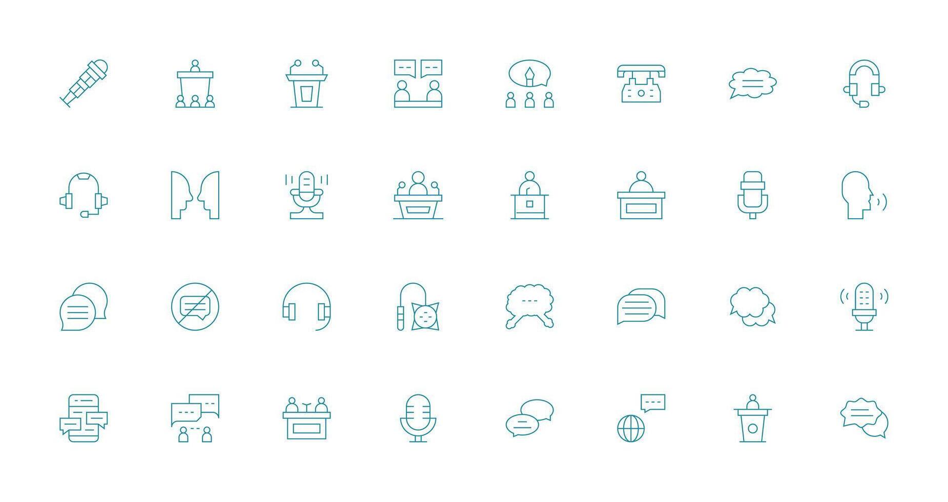 32 Thin Line Icons for Talk Graphics Icon Pack vector
