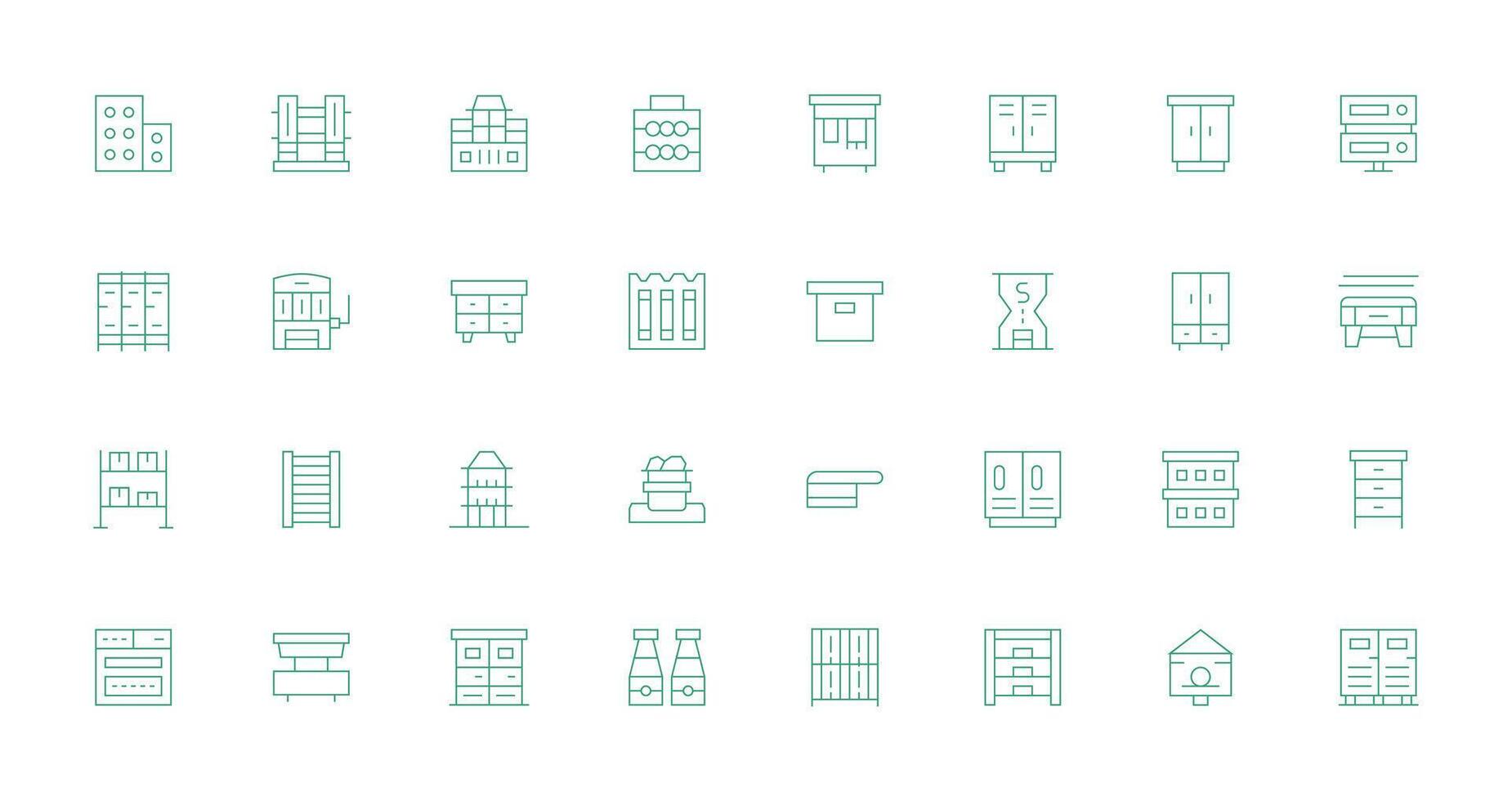 Storage Unit Set with 32 Thin Line Icons Reliable Icons for All Interfaces vector