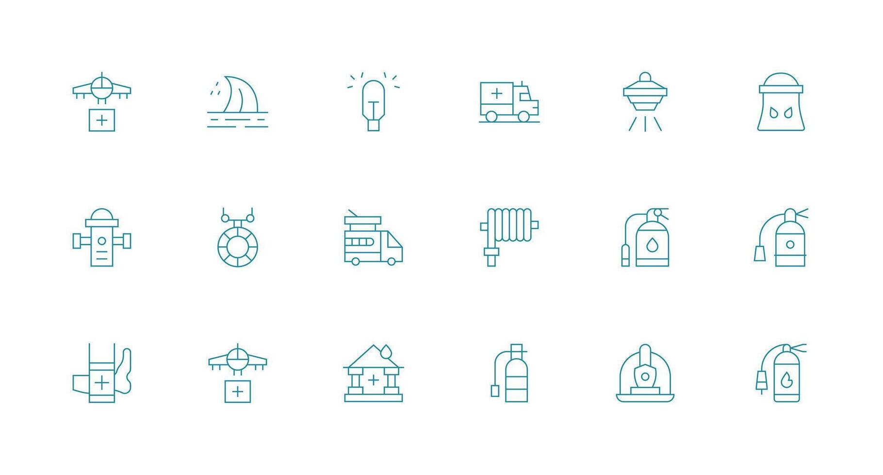 18 Minimal Line Style Icons from Emergency Response Collection Neatly Designed Icons for Web Platforms vector