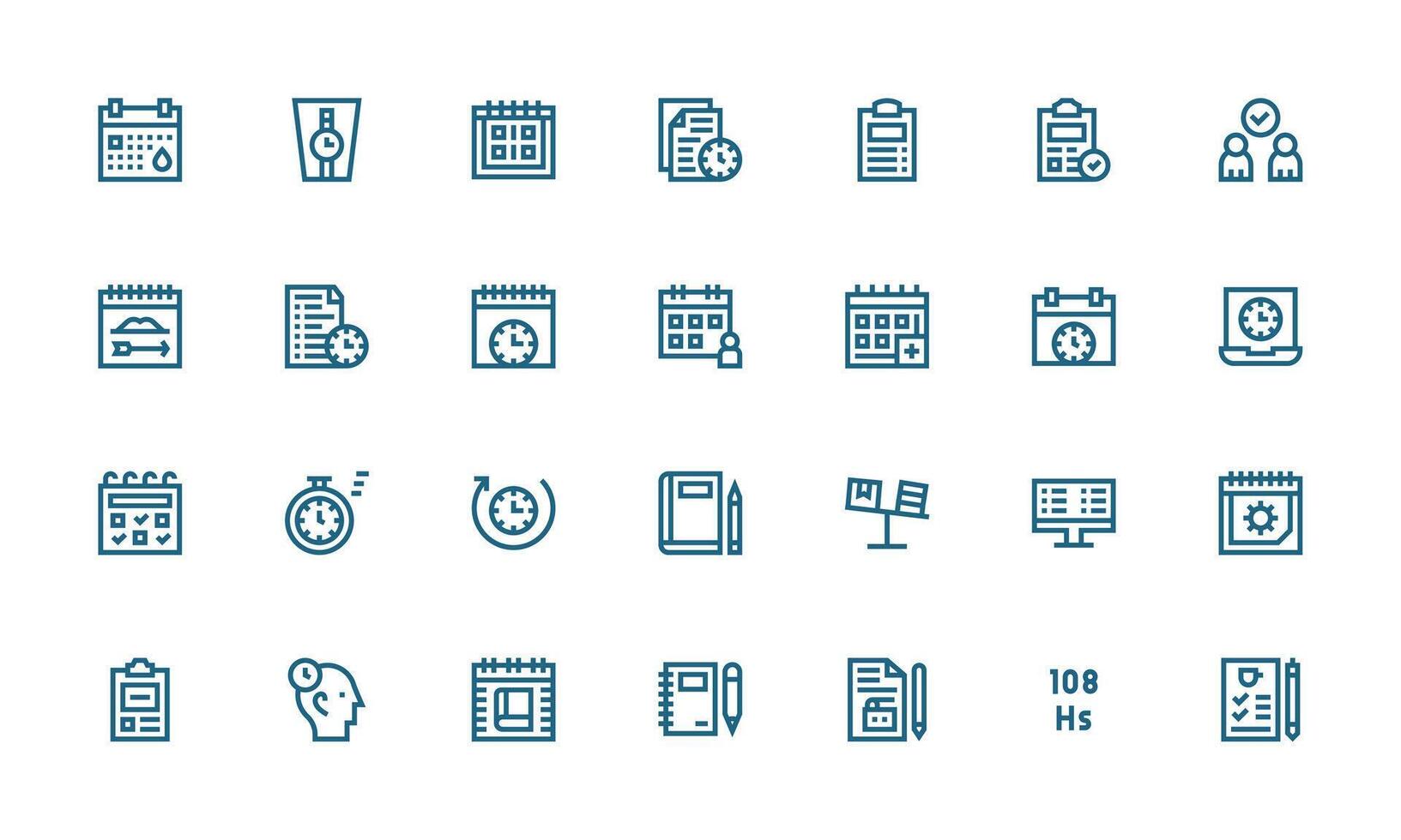 Task Set with 28 Bold Line Icons Well-Structured Icons for Creative Use vector