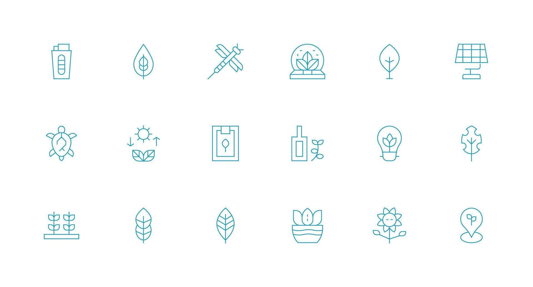 18 Icons for Eco in Minimal Line Format Layout Icon Collection vector