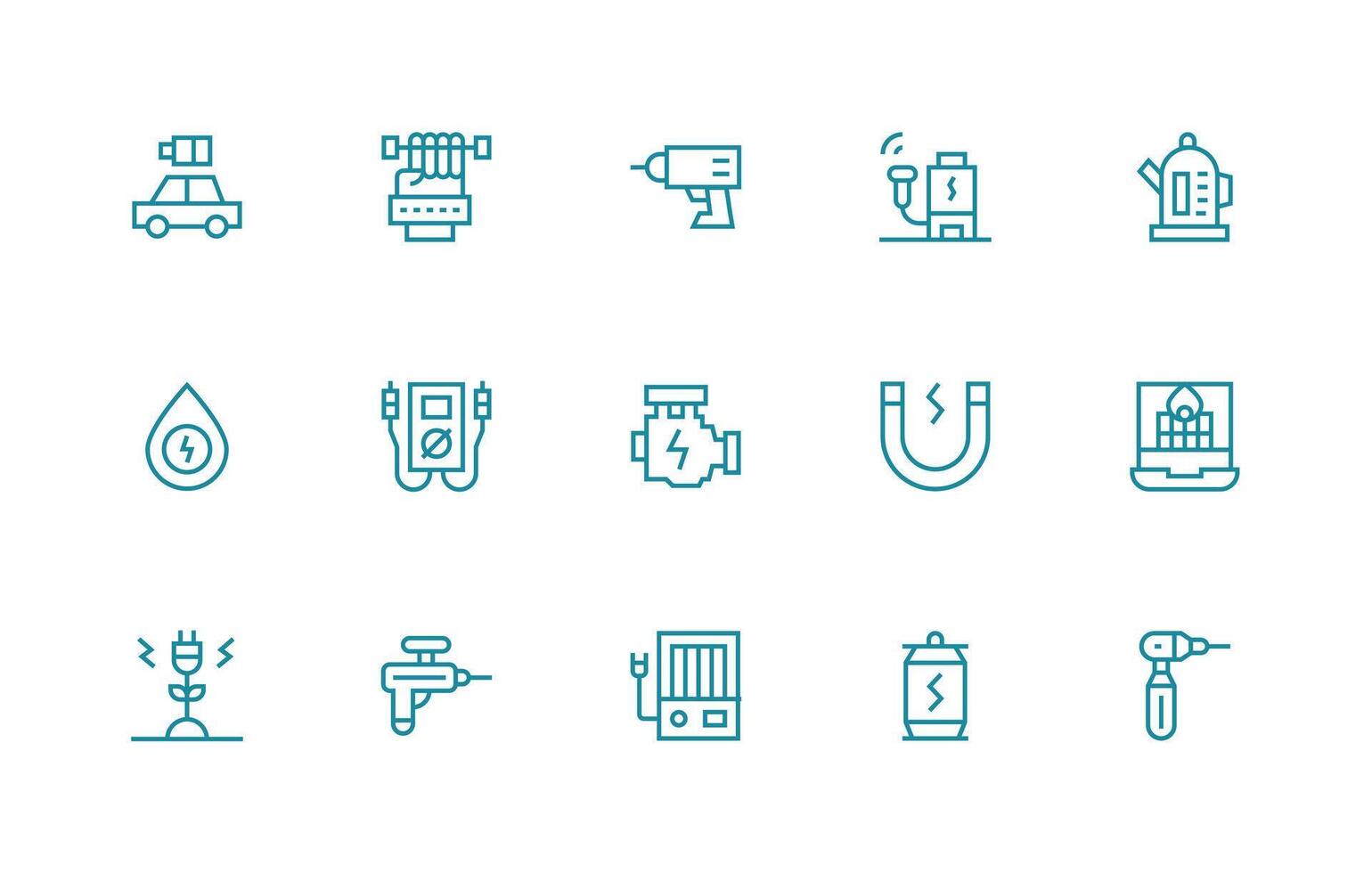 Electric including 15 Regular Line Illustrations Flexible Icon System for Web Interfaces vector