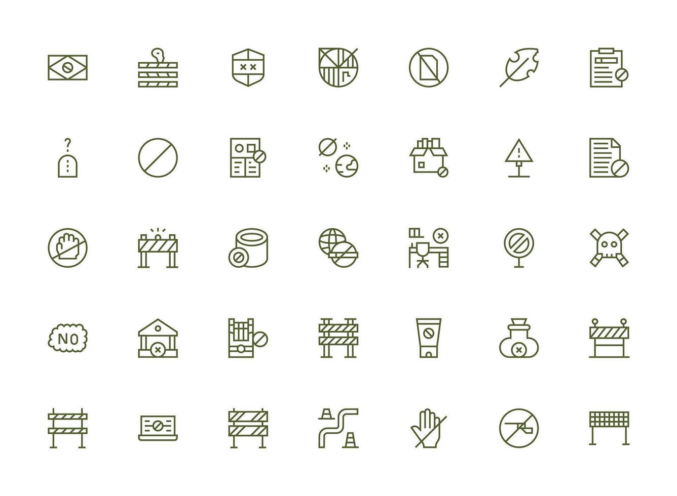 No Entry featuring 35 Icons in Regular Clean Line Design Interface Icon Collection for Daily Projects vector