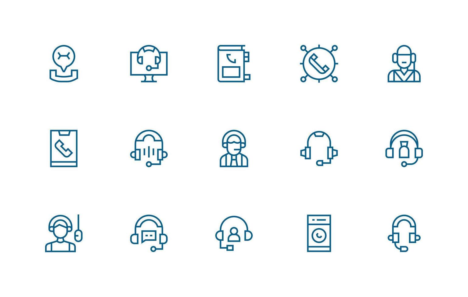 Hotline Icon Collection with 15 Regular Line Designs Multi-Style Icon Collection vector